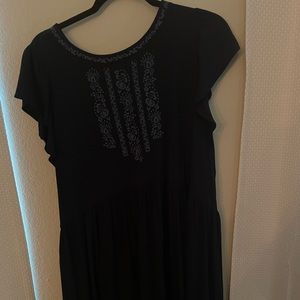 Loft Navy floral stitch dress